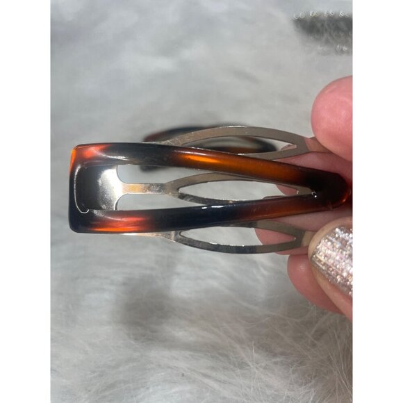 Vintage Metal & Tortoiseshell Hair Clips Set Of 2 - Picture 2 of 4